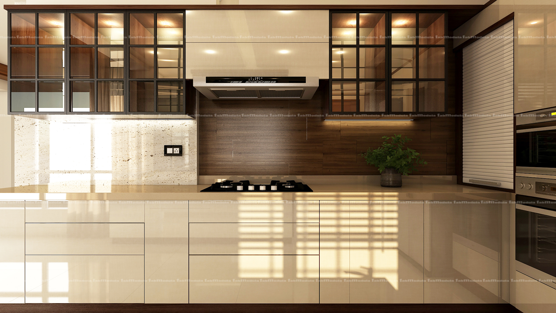 FabModula interior designer products straight modular kitchen with drawer